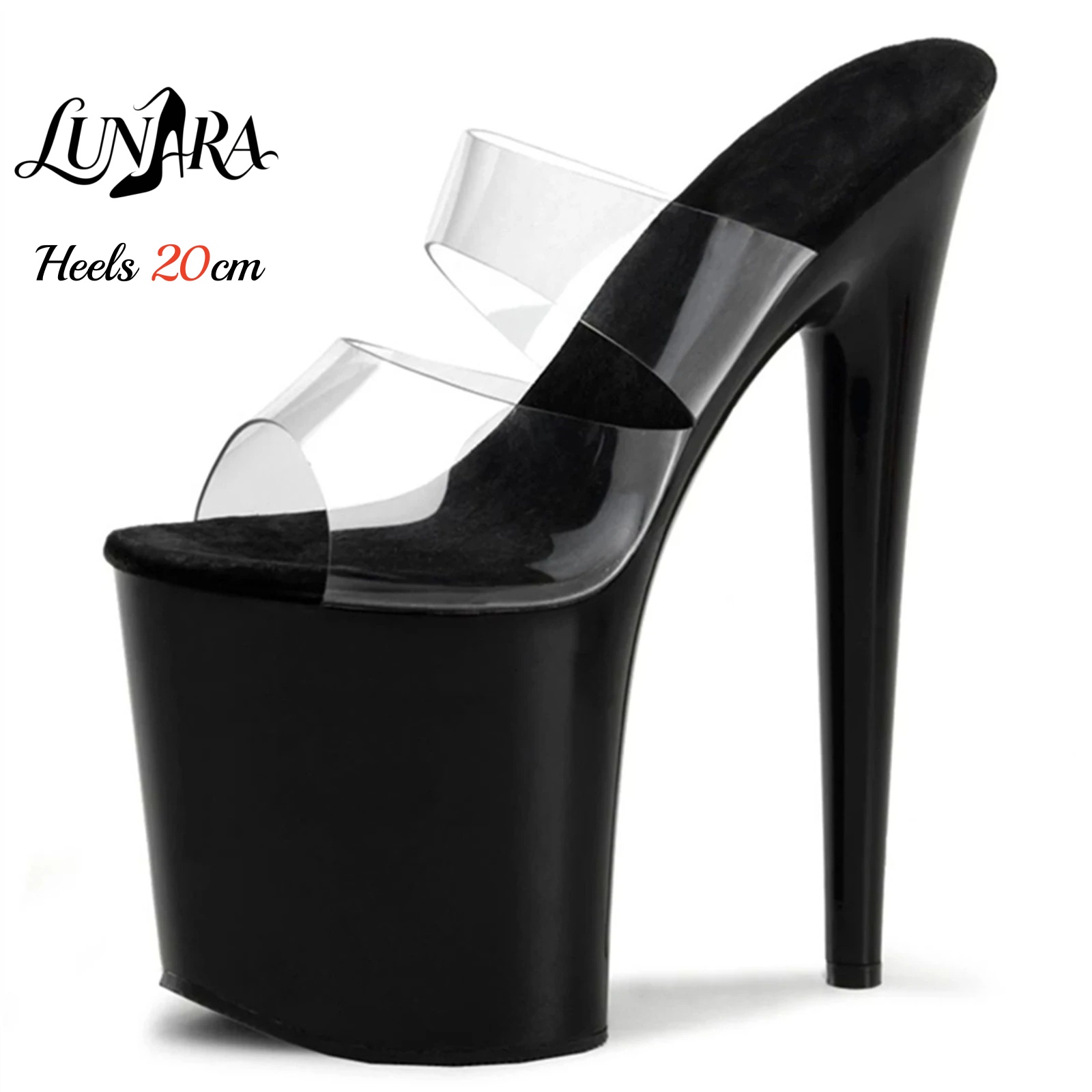 Clear Strap Heel - Sandały na platformie 20 cm z