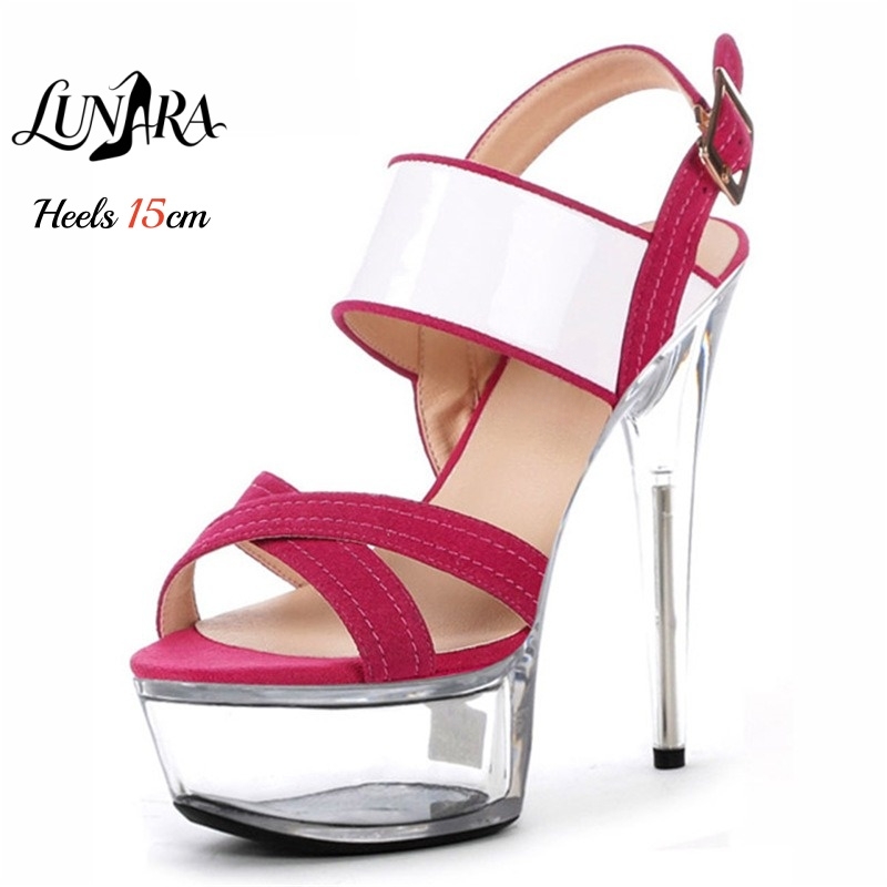 Clear Strap Heel - Sandały na platformie 15 cm/6 cali,