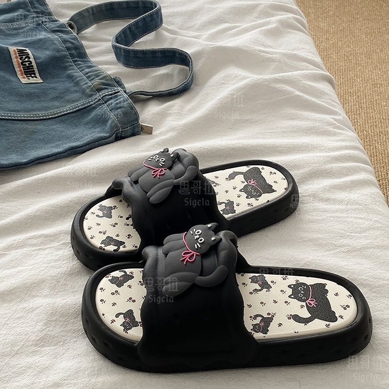 Women Shoes Size To Men - Drukowane Urocze Klapki Damskie z Misiem