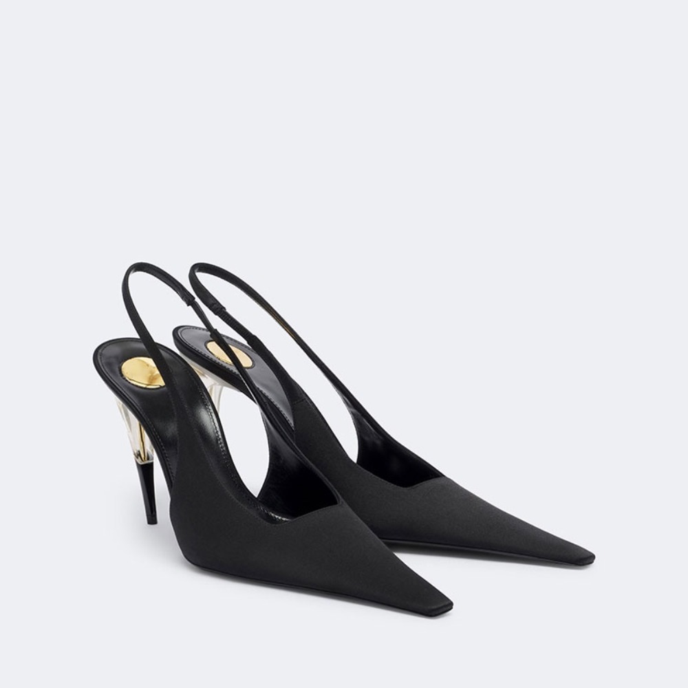 Clear Strap Heel - Damskie satynowe czółenka na szpilce z