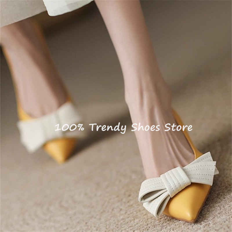 Women Shoes Sandals - Eleganckie czółenka damskie wsuwane z kokardą