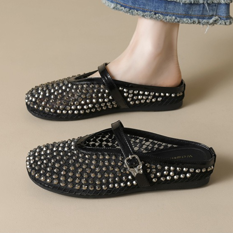 Klapki damskie z siateczki i d – Rhinestone Sandal Women recenzja i cena