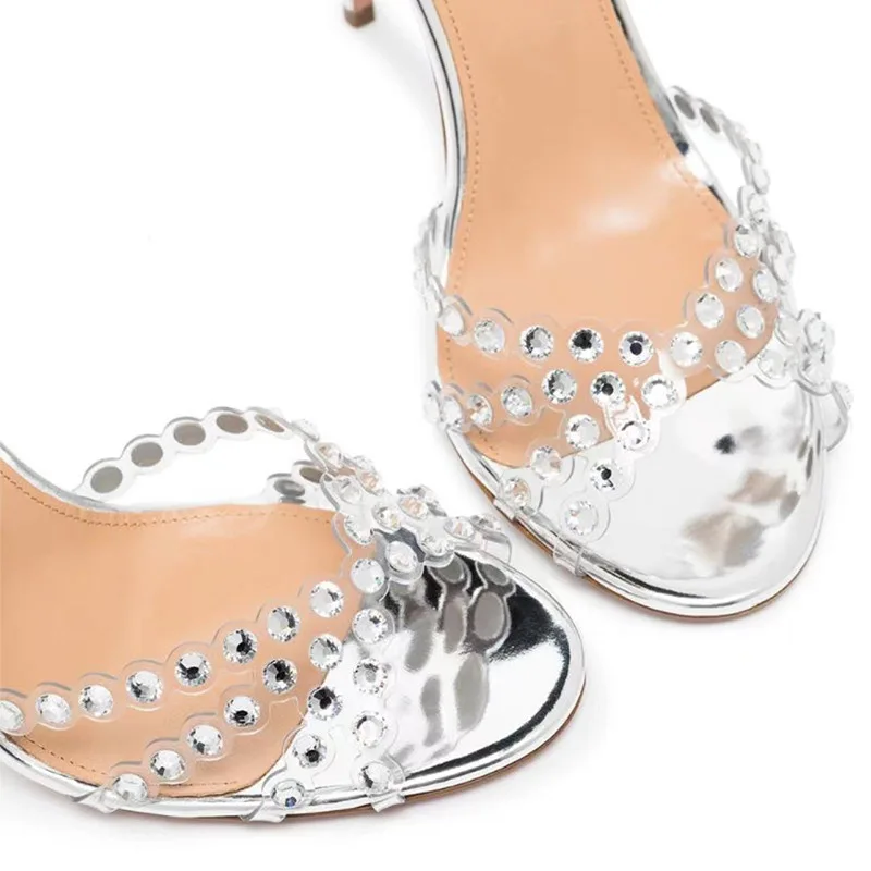 Eleganckie srebrne sandały na  – Rhinestone Sandal Women recenzja i cena