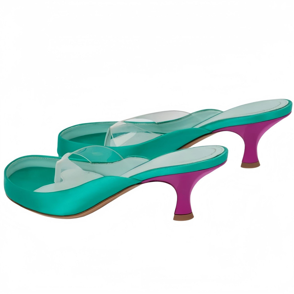 Damskie złote satynowe klapki  – Clear Strap Heel recenzja i cena